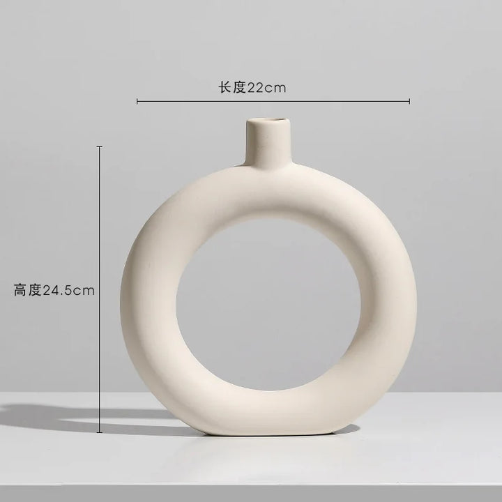 Nordic Ceramic Circular Hollow Vase