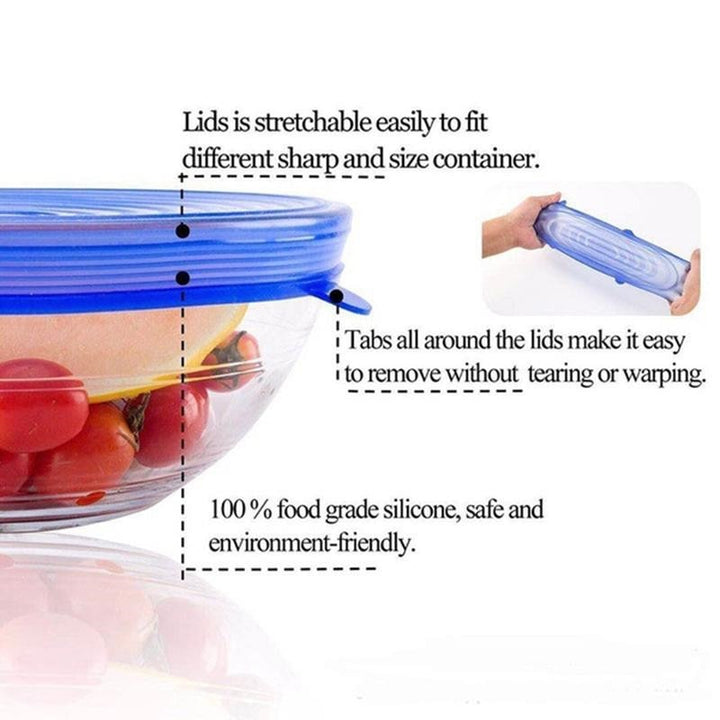 Reusable Silicone Food Lid - 6Pcs/set